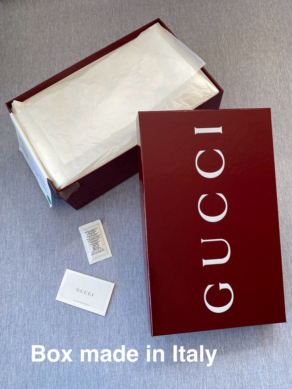 Authentic GUCCI | Glossy Wine Red Box + Tissue Booklet Gift Decoration Storage